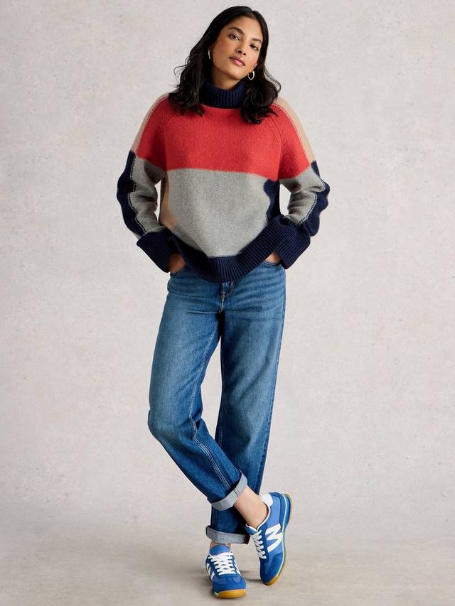 

Мери свитер с воротником водолазкой из шерстяной смеси с цветными блоками White Stuff