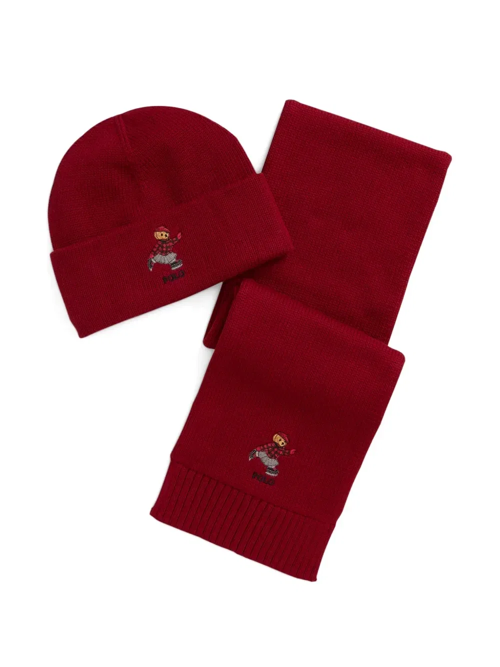 Комплект Polo Bear из шапки и шарфа Polo Ralph Lauren Kids, красный
