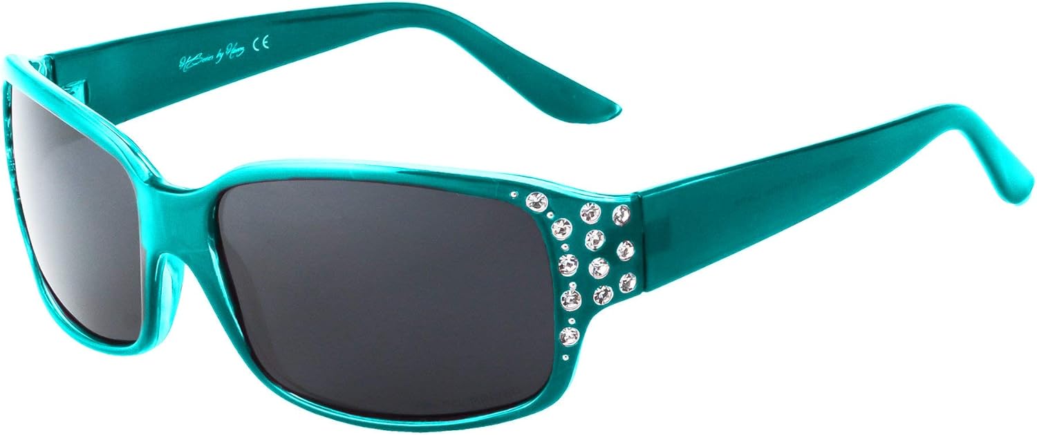 

Поляризованные солнцезащитные очки для женщин - Премиальные модные солнцезащитные очки - Дизайнерские солнцезащитные очки для женщин серии HZ Diamante Hornz, Tropical Teal Frame