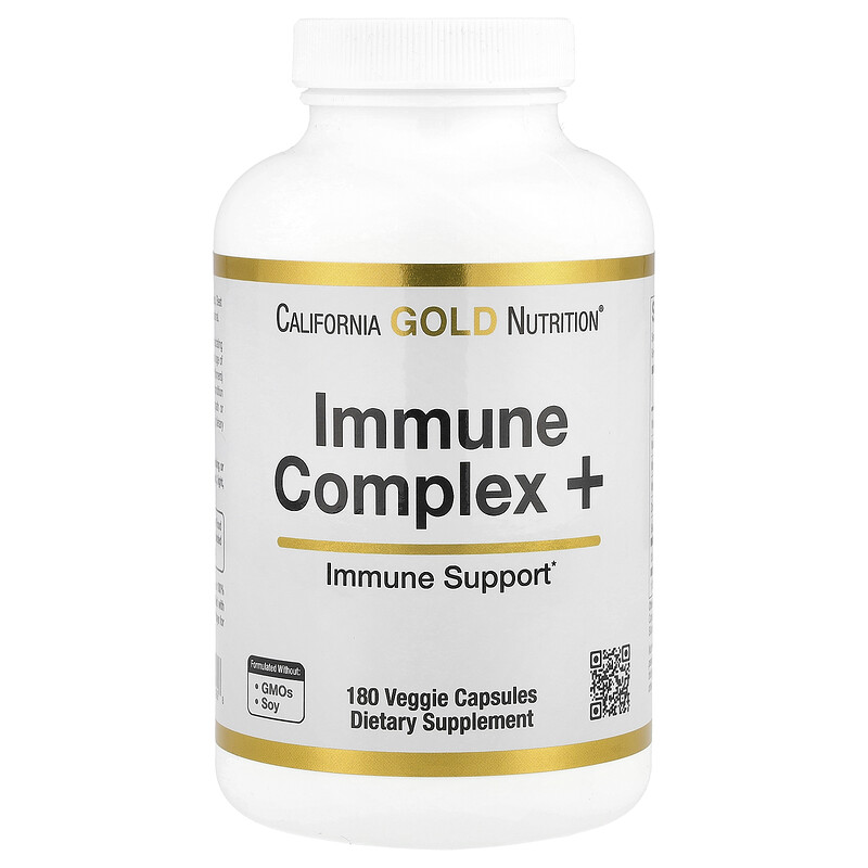 

California Gold Nutrition, Immune Complex + с витаминами A, C, D, а также цинком и селеном, 180 растительных капсул