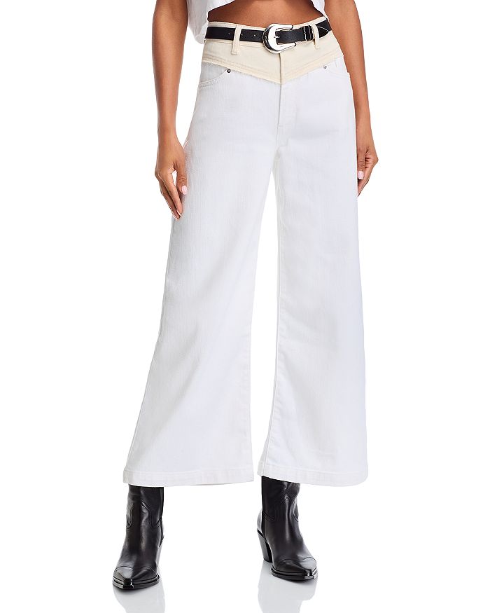

Джинсы Harper Contrast Yoke Wide Leg в цвете кремовый/белый PAIGE, коричневый/бежевый