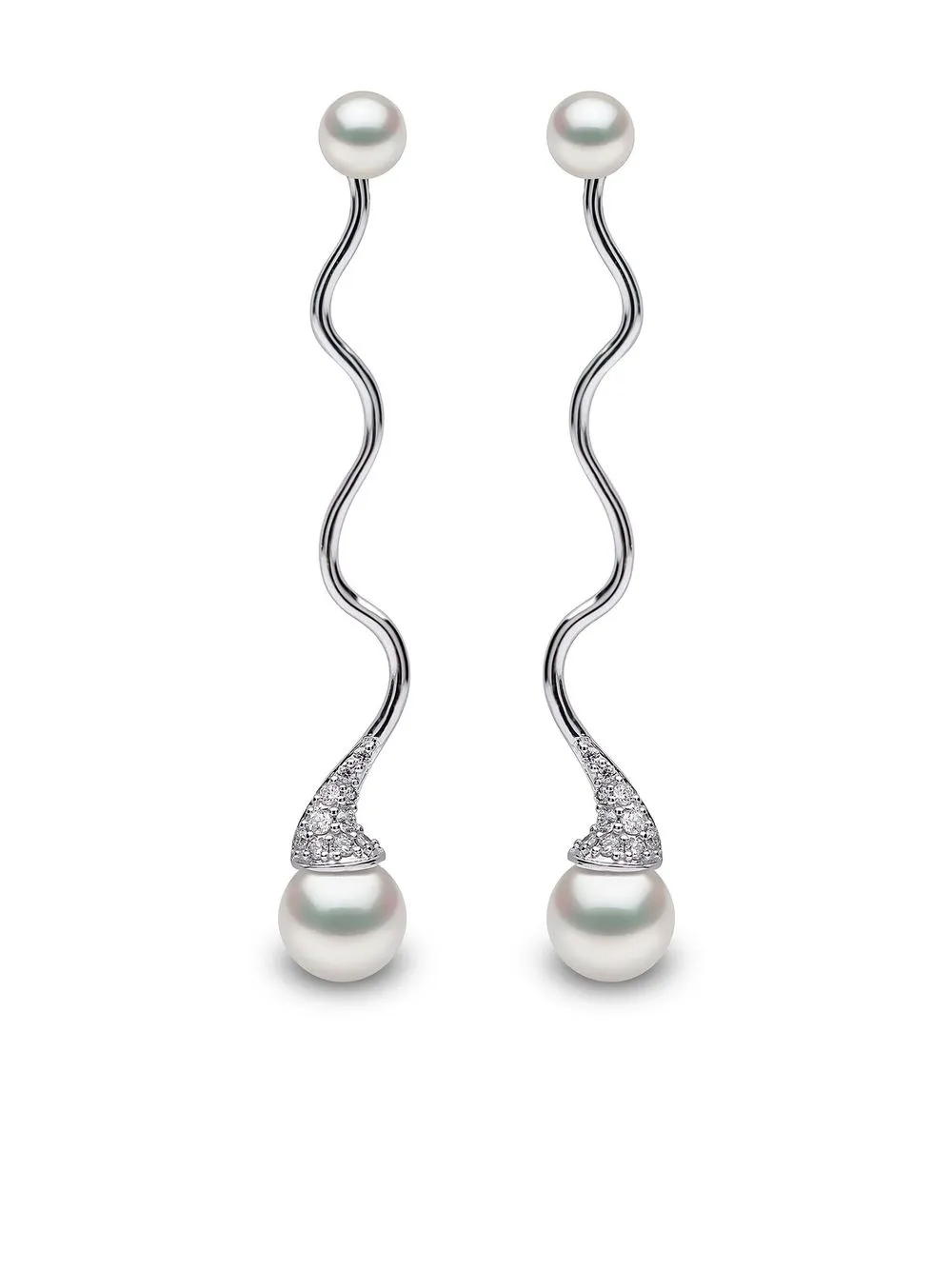 

Серьги Sleek Akoya из белого золота с жемчугом и бриллиантами Yoko London, серебяный