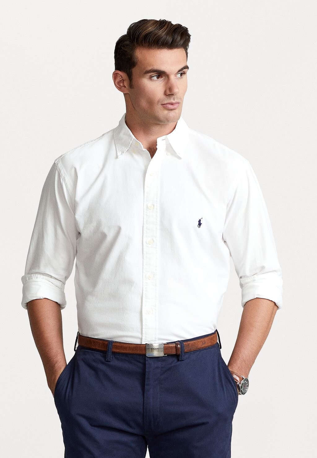 

Рубашка GARMENT-DYED OXFORD Polo Ralph Lauren Big & Tall, белый