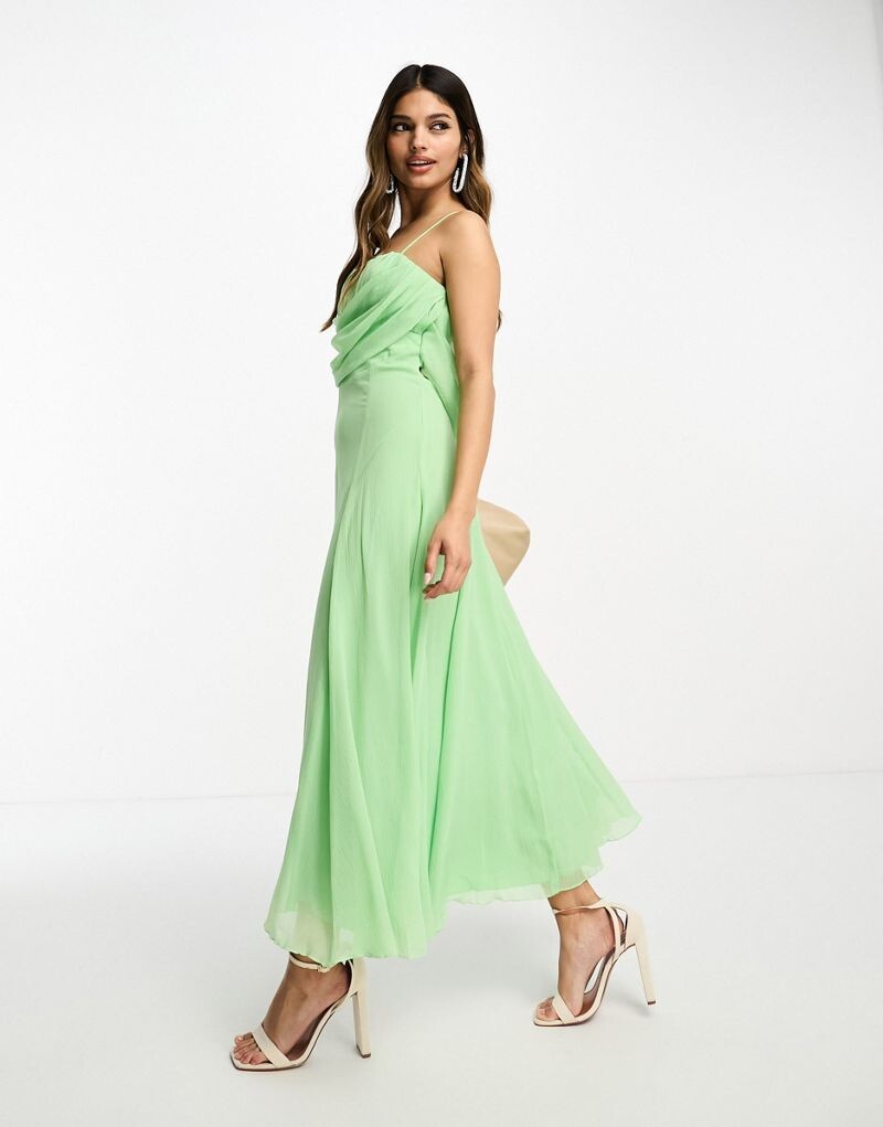 

Зеленое платье миди с корсетом и мягким воротником ASOS DESIGN