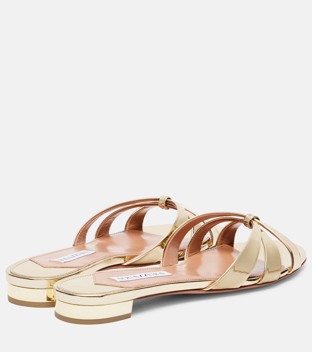 Тати сандалии из искусственной кожи с зеркальным эффектом Aquazzura, Soft Gold — фото 2