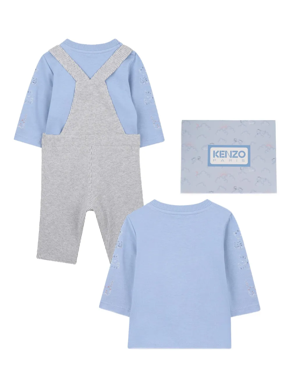 Комплект из комбинезона и шапки с нагрудником Kenzo Kids, синий — фото 2
