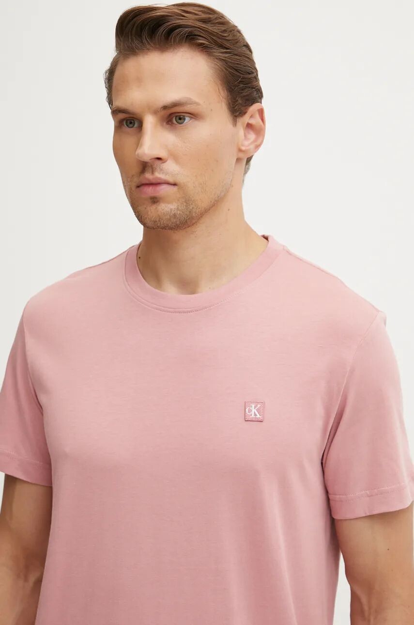 

Хлопковая футболка Calvin Klein Jeans, розовый