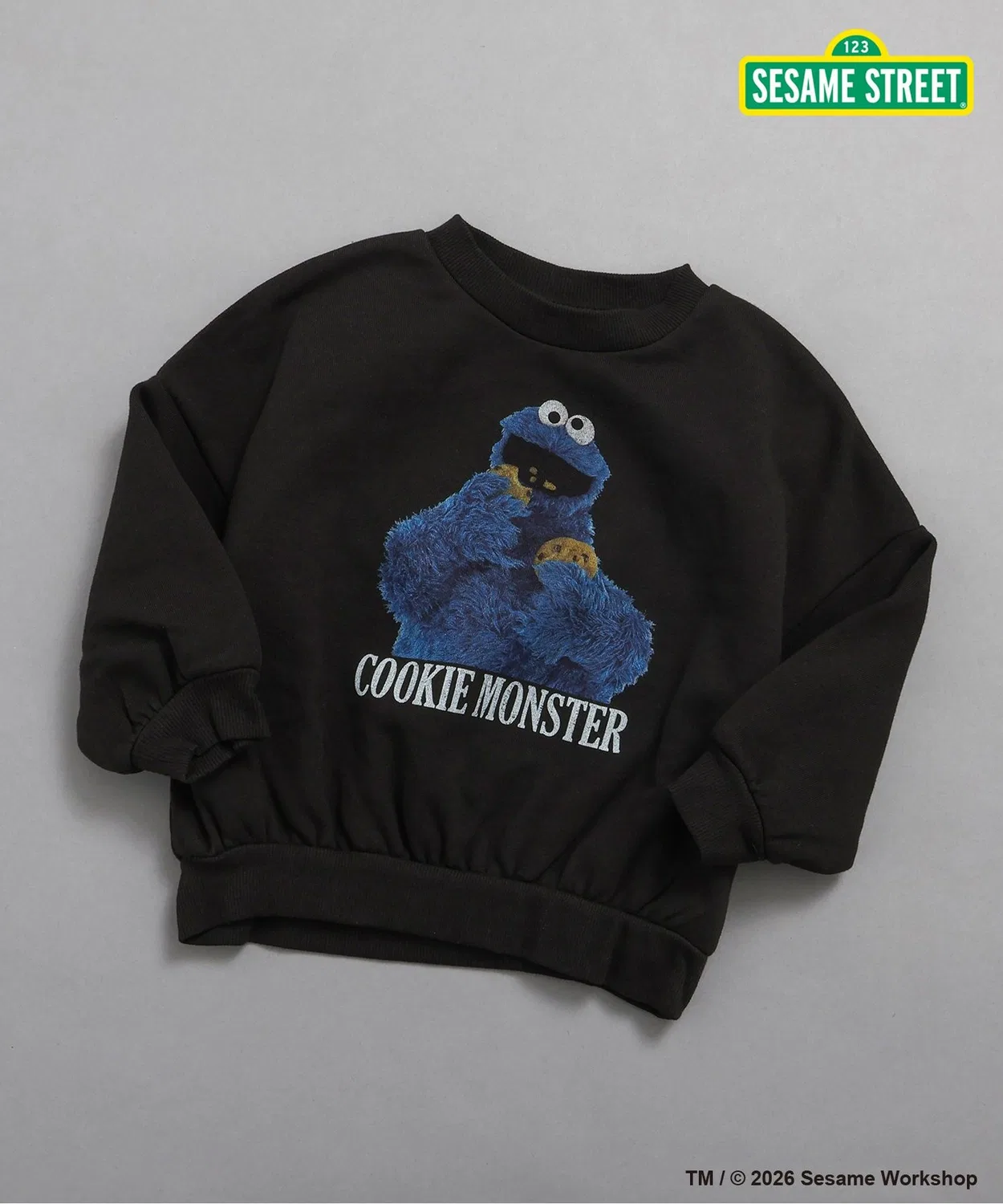 Свитшот с принтом Sesame Street, хлопок, чёрный