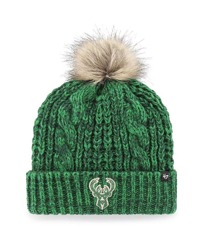 

Женская шапка-манжета Milwaukee Bucks Meeko Hunter Green с помпоном '47 Brand