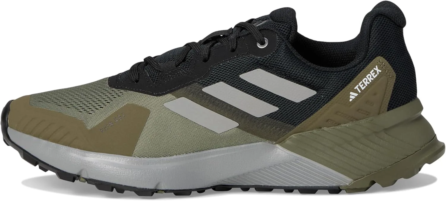 Мужские кроссовки Adidas Terrex Soulstride Rain.rdy для трейл-раннинга, оливковый/серый/черный — фото 2