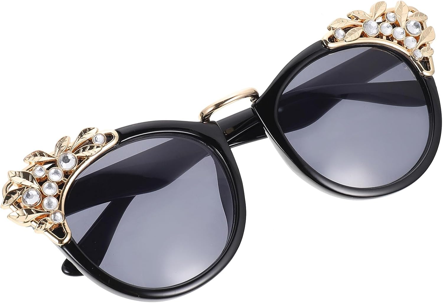 

Солнцезащитные очки «кошачий глаз» со стразами для женщин, большие, летние, для пляжа, вечеринки и отдыха на открытом воздухе, с защитой от УФ-излучения Abaodam, Black