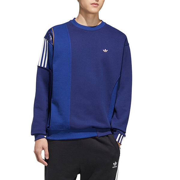 Толстовка adidas originals Contrast Color Stitching Logo Stripe Round Neck Long Sleeves Blue, мультиколор — фото 2