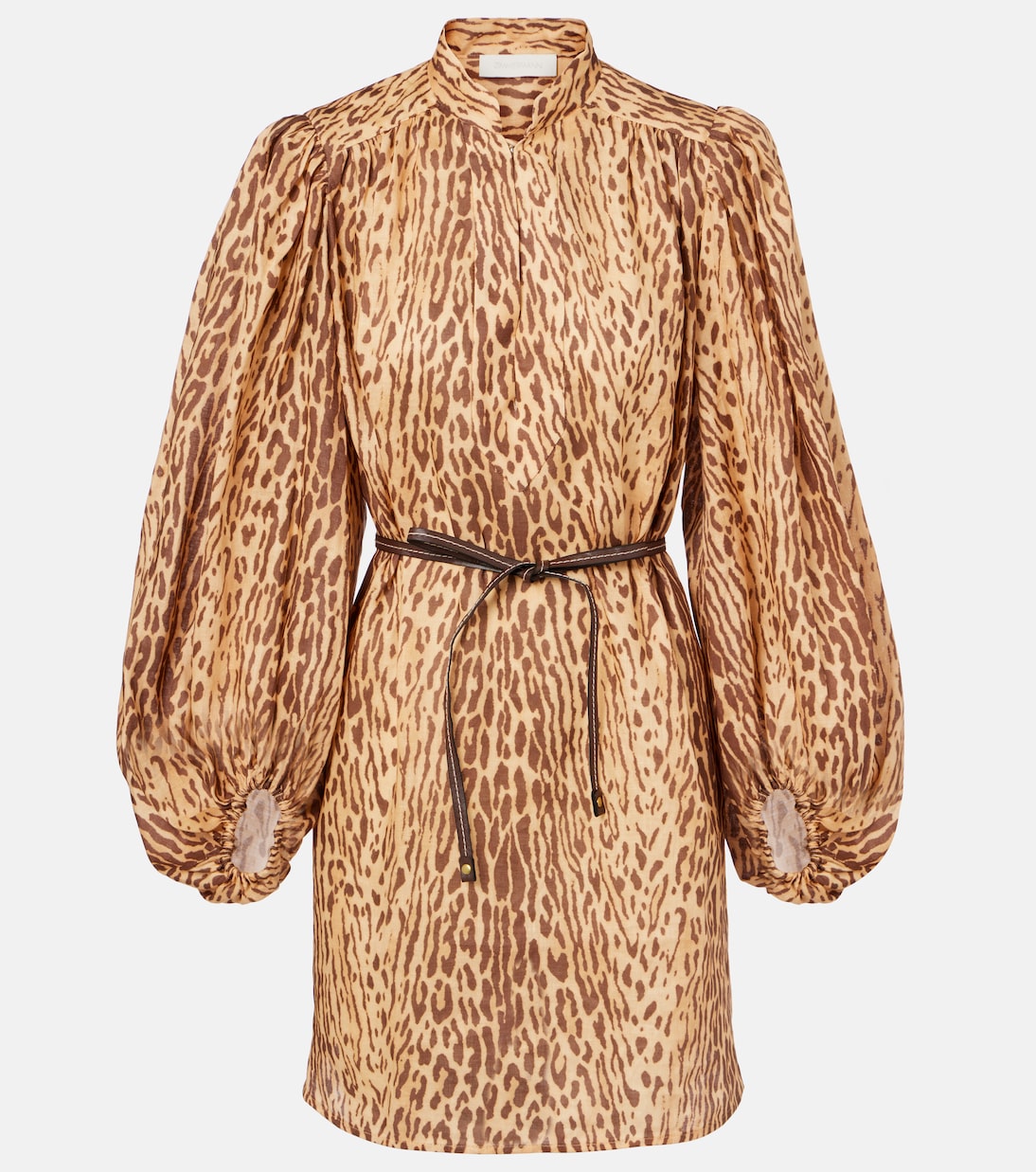

Каскадская туника из льна с леопардовым принтом Zimmermann, Tan Leopard
