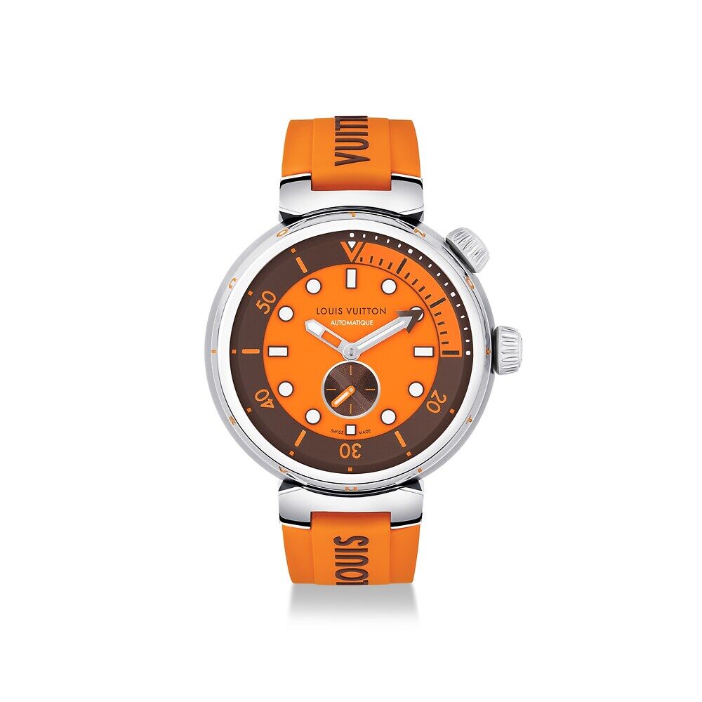 

Часы мужские Tambour Street Diver, автоматический, 44 мм, сталь Louis Vuitton, оранжевый