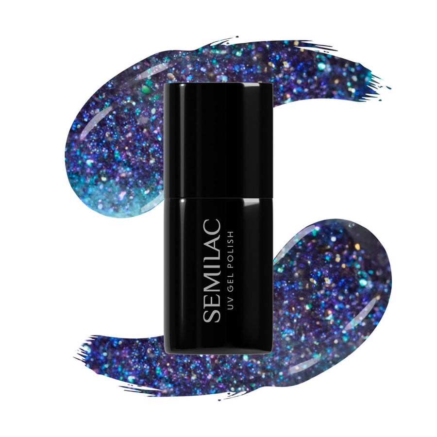 

Гибридный лак для ногтей с частицами Virtual Blue #826 Semilac 7 мл Semilac