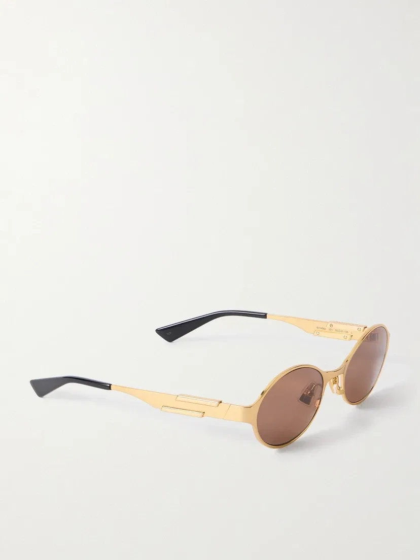 Солнцезащитные очки-ленты круглой формы золотистого цвета BOTTEGA VENETA EYEWEAR, золотой — фото 3