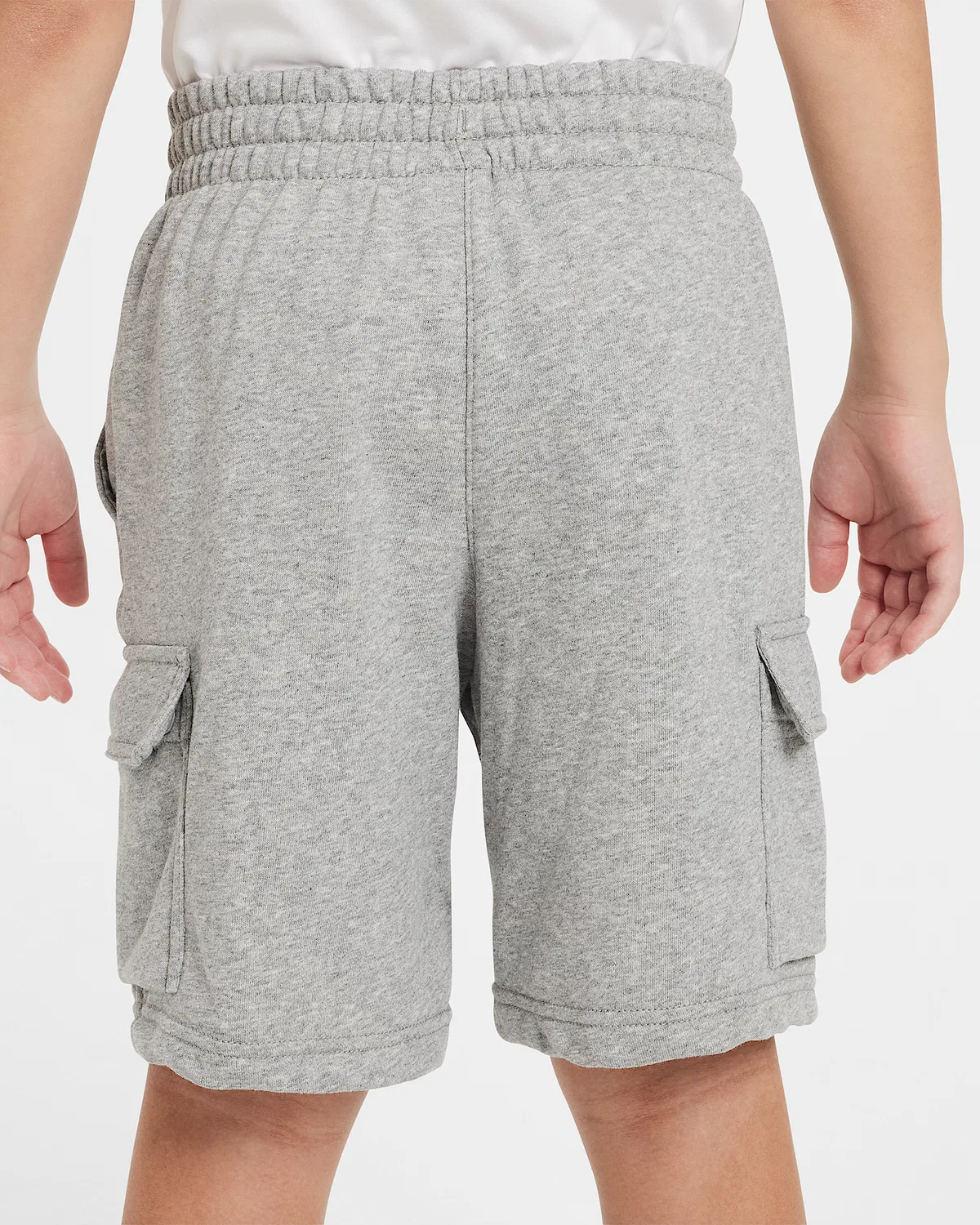 Детские шорты карго Nike Sportswear Club из французского футера, Dark Grey Heather/Base Grey/White — фото 3