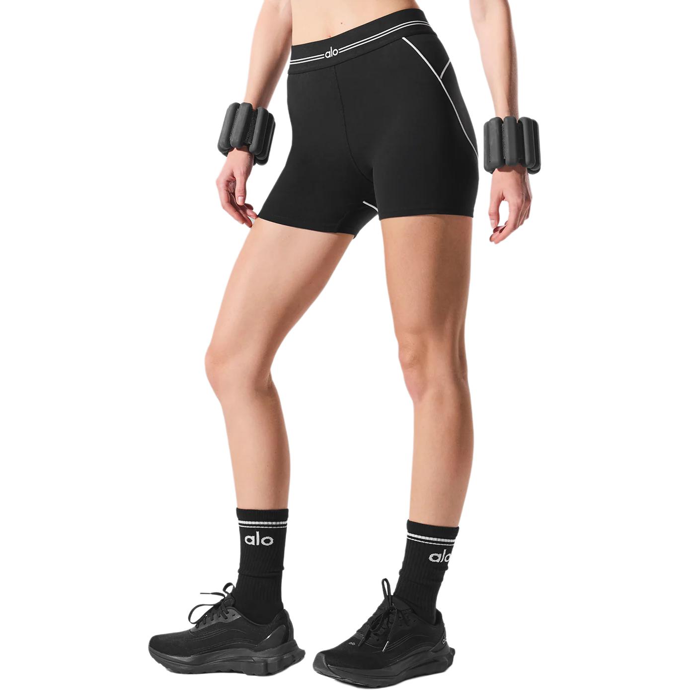 

Женские шорты для йоги с аэрографией Alo Yoga, черный/белый/черный/белый