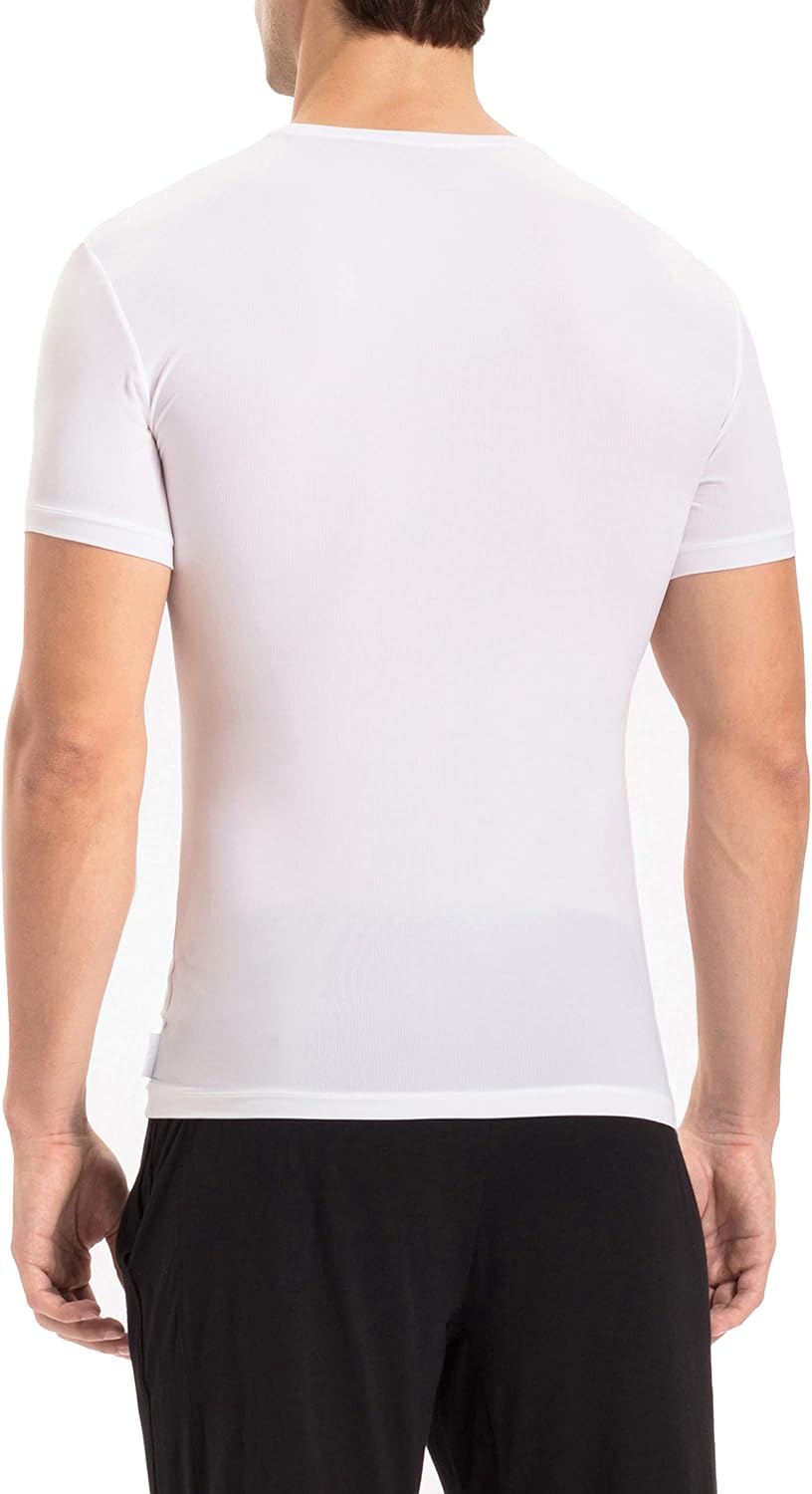 Мужская легкая футболка Calvin Klein с круглым вырезом, микрофибра, 1 упаковка, White — фото 2