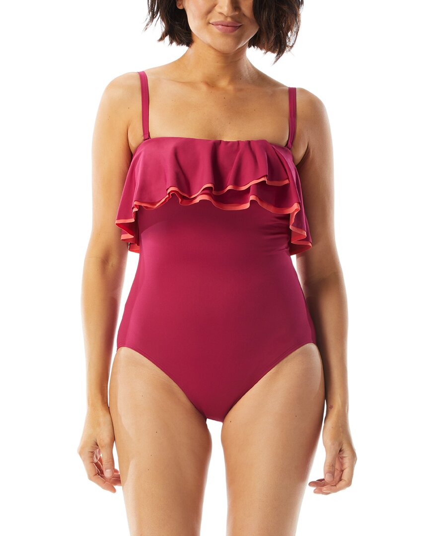 

Слитный купальник-бандо Coco Contours Agate Ruffle, розовый