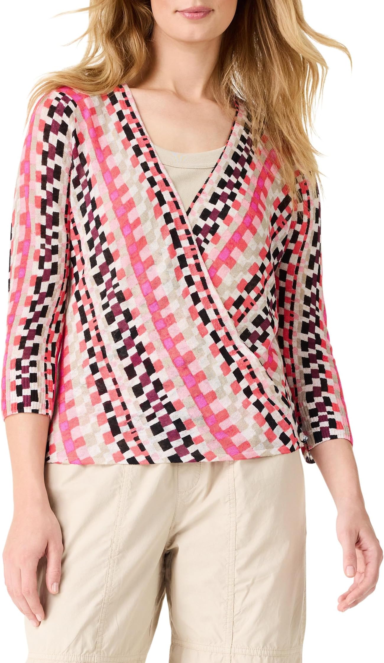 

Свитер NIC+ZOE Petite Pixel Sunset 4-Way Cardigan, цвет Pink Multi