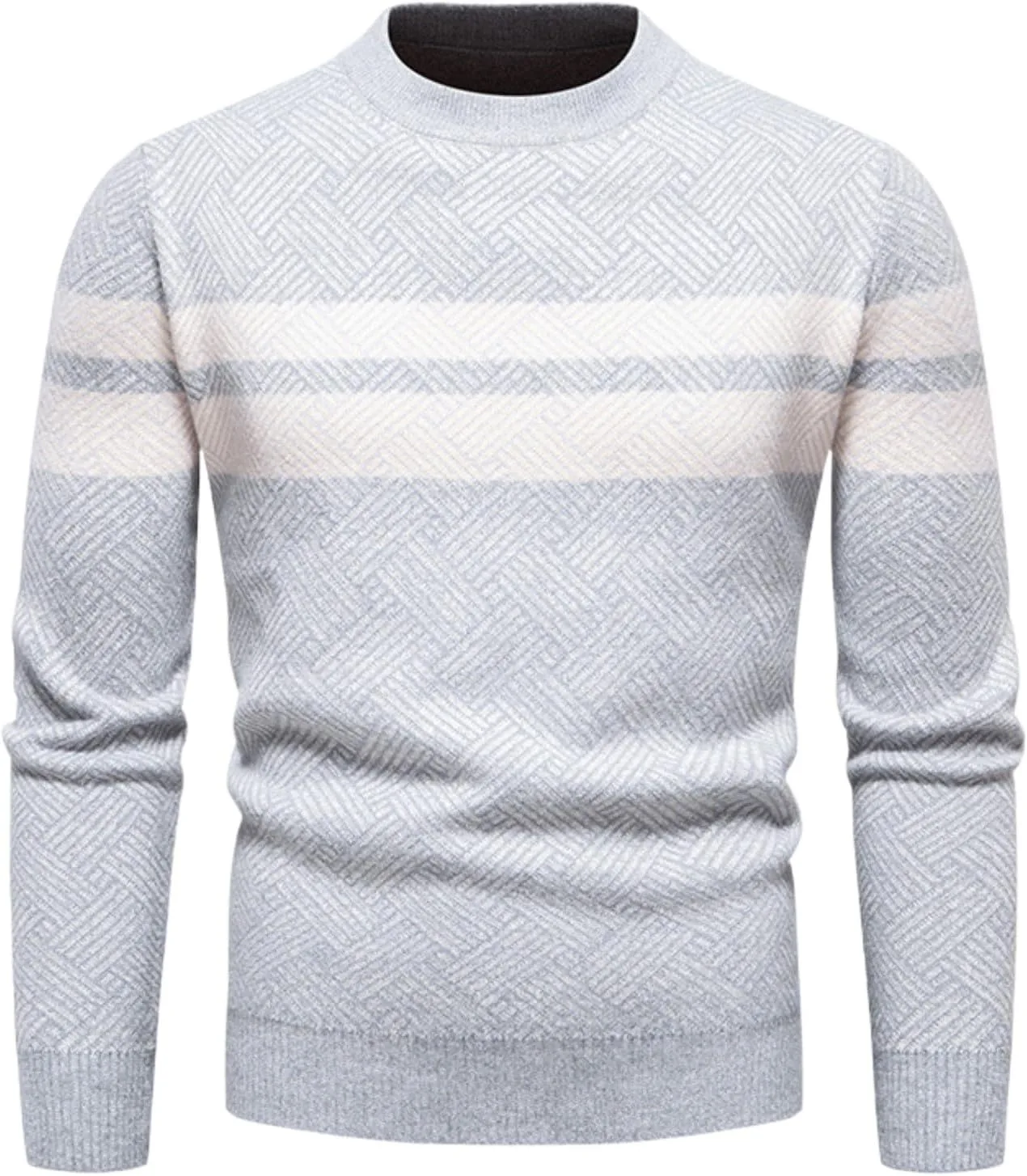 

Мужской свитер из шерсти с полосками, длинный рукав