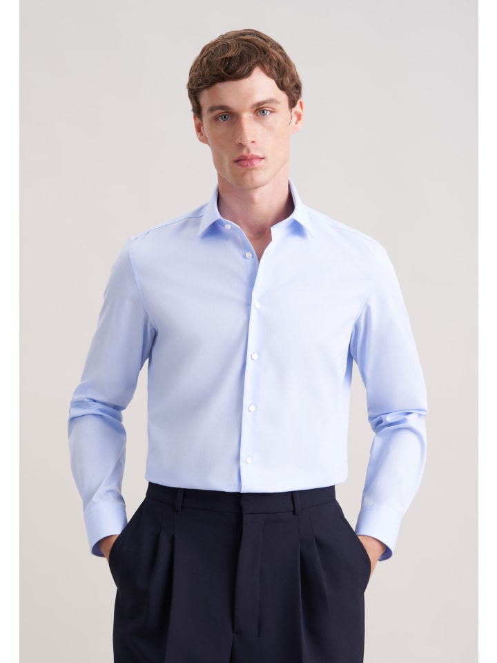 

Seidensticker Приталенная деловая рубашка светло-голубого цвета