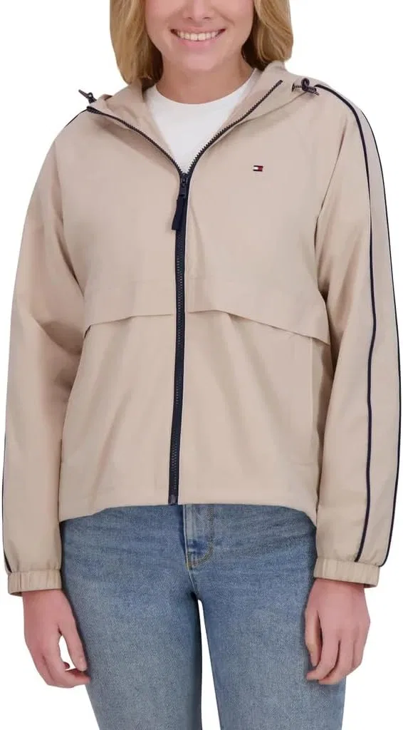 Ветровка Tommy Hilfiger, капюшон, коричневый