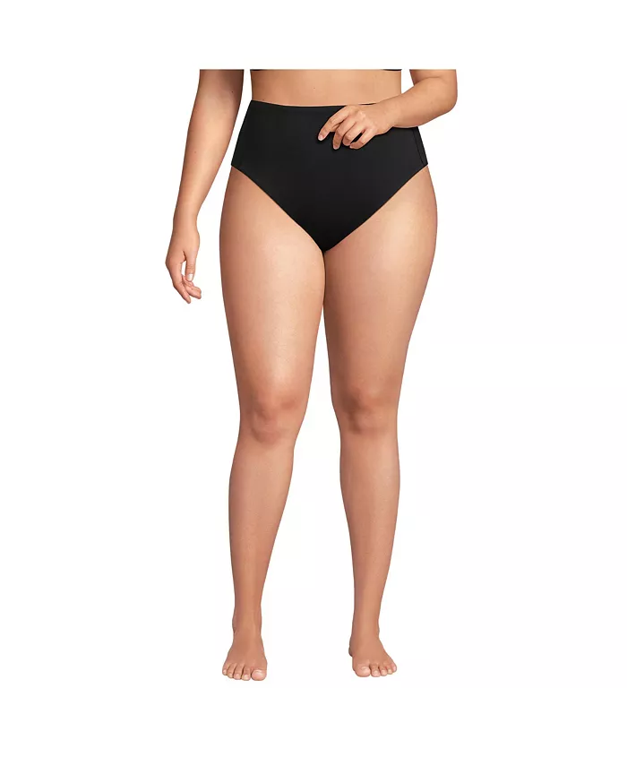 

Женские плавки-бикини с высокой талией и высоким вырезом без застежек Lands' End, черный