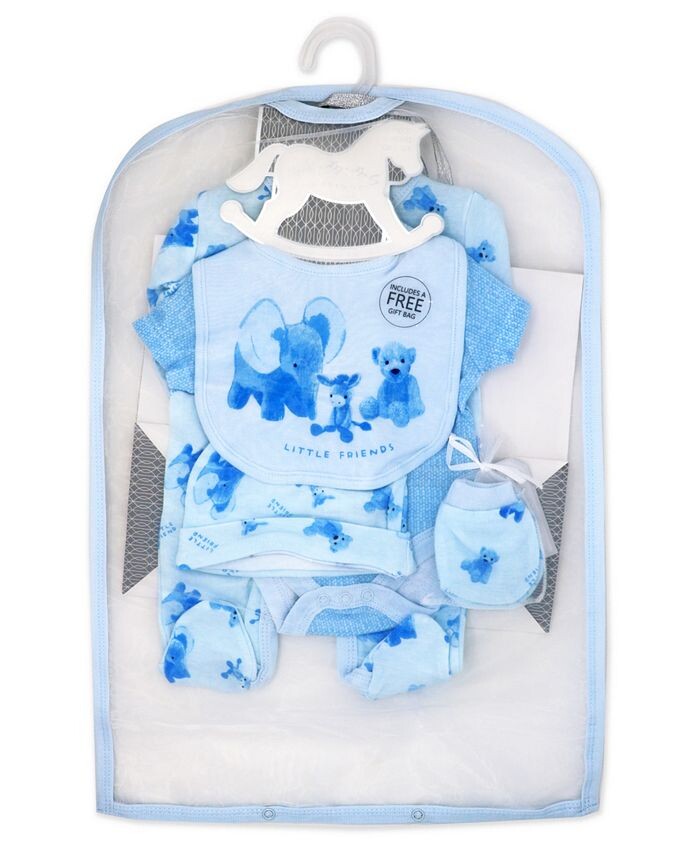Подарочный набор из 6 предметов для новорожденных Layette Little Friends Rock-A-Bye Baby Boutique, синий — фото 2