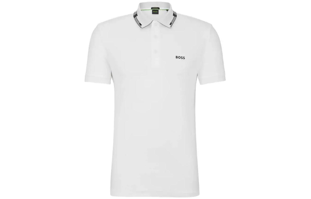 

Футболка поло с принтом логотипа HUGO BOSS, белая