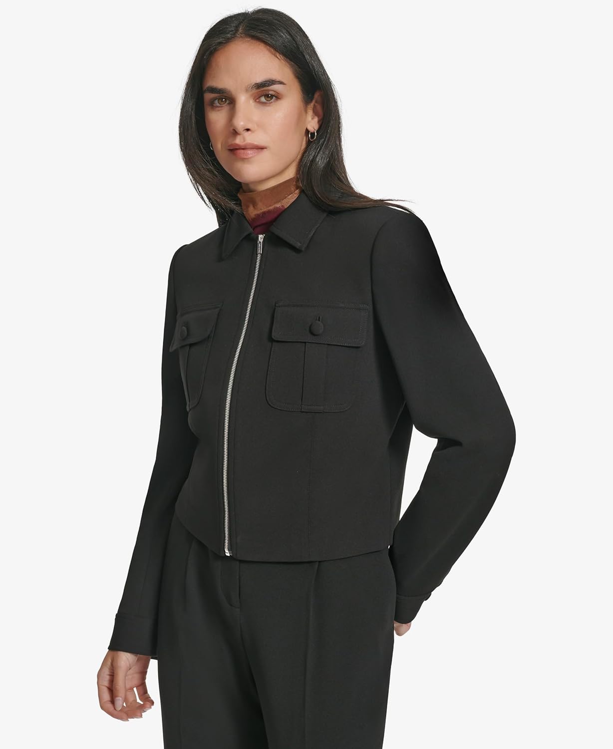 Женское платье-куртка Calvin Klein с застежкой-молнией спереди, Black — фото 3