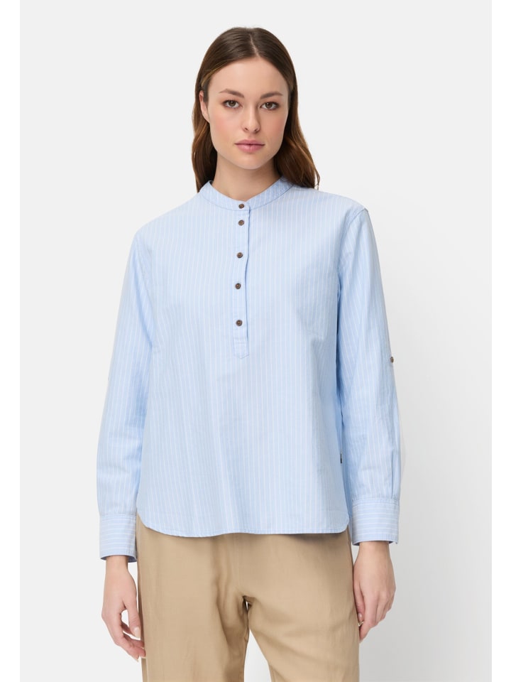 

Camel Active Полосатая блузка с закатанными рукавами светло-голубого цвета