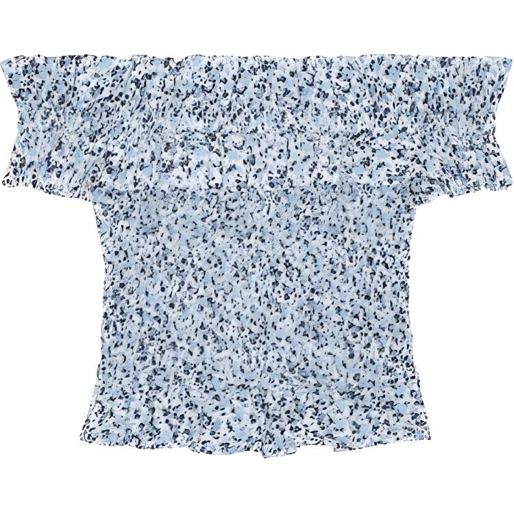 

Футболка офф-шолдер с цветочным принтом GANNI, синий