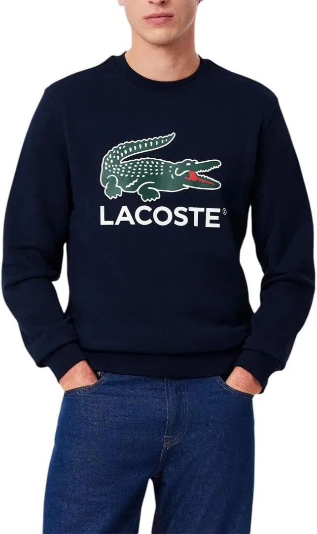 Толстовка Lacoste Signature Print Fleece, синий