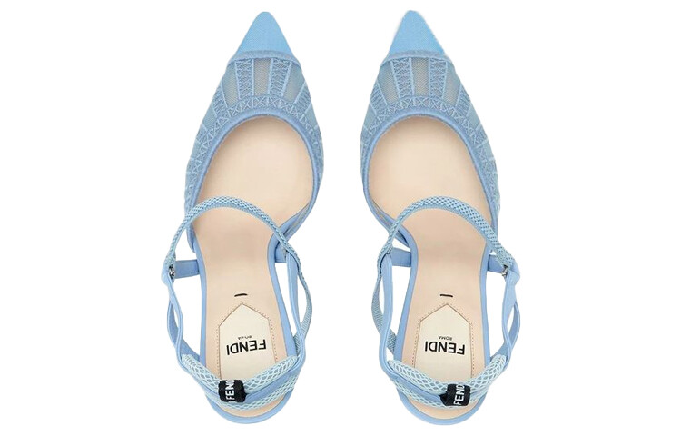 Туфли женские Fendi на высоком каблуке, светло-голубой — фото 4