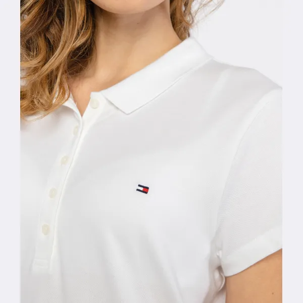 Новая легкая рубашка поло приталенного кроя Tommy Hilfiger, белый — фото 4