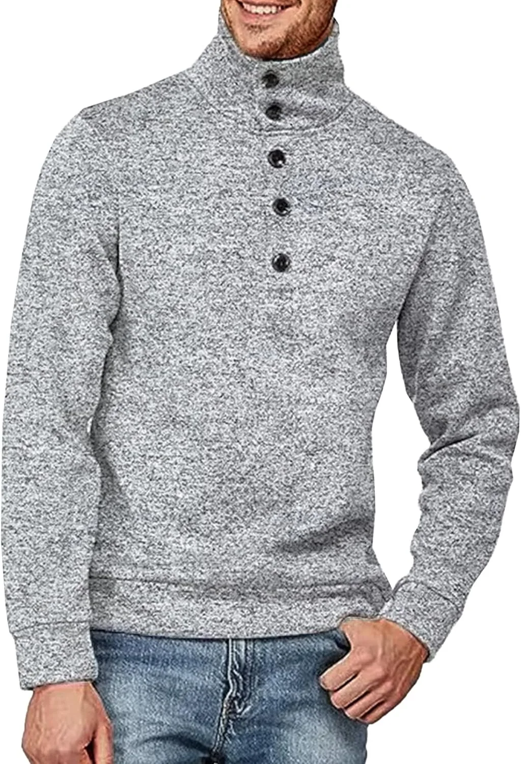 

Мужской свитер с воротником стойкой и застежкой Slim Fit DGHM-JLMY