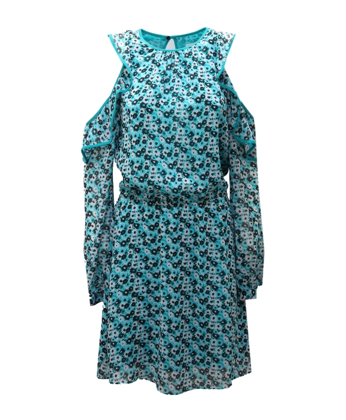 

Светло-Голубое разноцветное платье с открытыми плечами Michael Kors, мультиколор