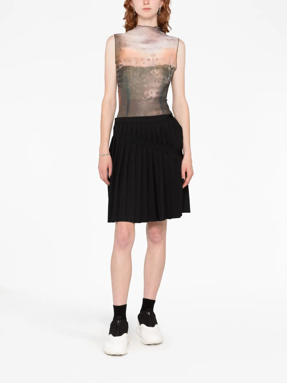 Короткая юбка асимметричного кроя MM6 Maison Margiela, черный — фото 2