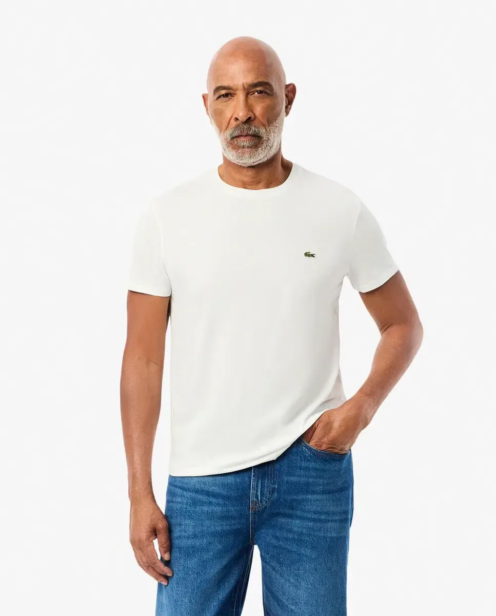 Футболка мужская Lacoste, хлопок пима, короткий рукав, белый
