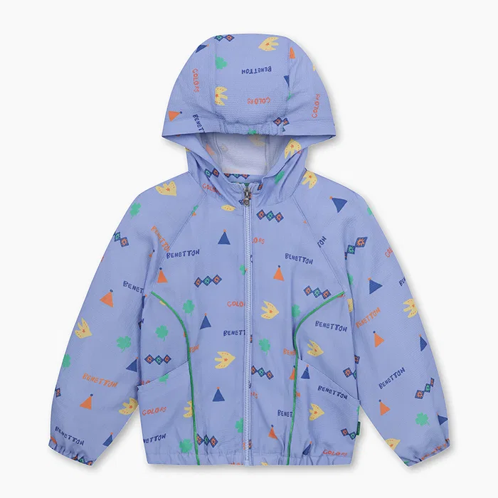 Детская ветровка с мульти-узором, фиолетовая, от Benetton Kids