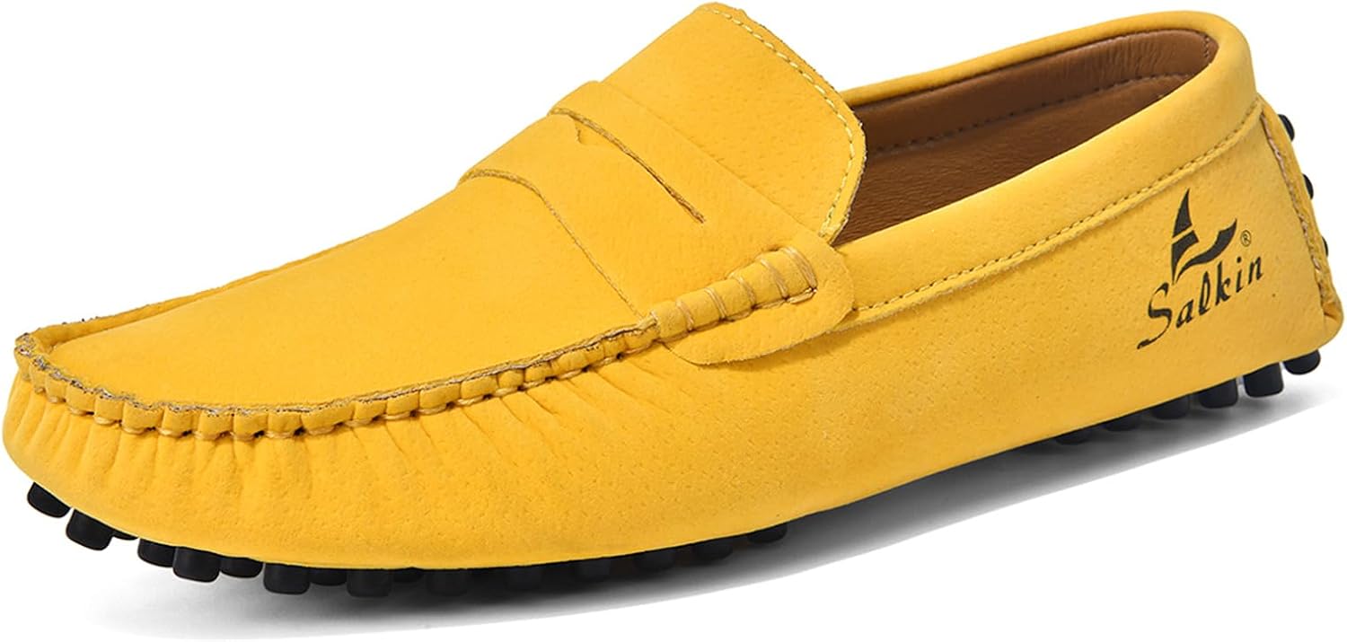 

Мужские замшевые кожаные слипоны TIXEWSJH, лоферы с монетницей, повседневные, легкие, мягкие, дышащие, с круглым носком, противоскользящие, мокасины, лодочные туфли для выходных, офиса, вечеринки, свадьбы и торжественных мероприятий, желтый