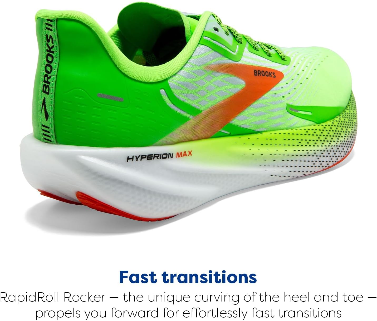 Мужские нейтральные беговые кроссовки Brooks Hyperion Max, белый/зеленый/оранжевый — фото 4