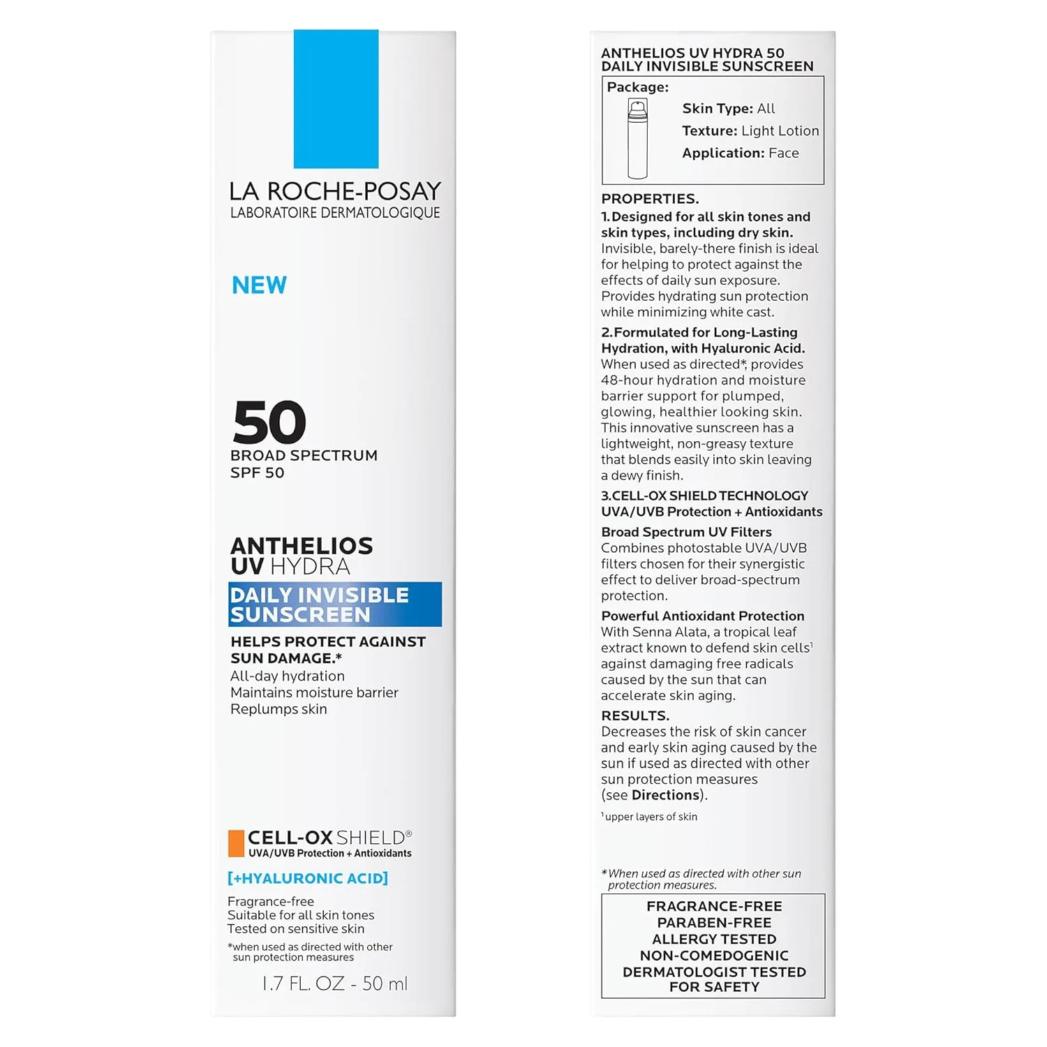La Roche Posay Anthelios UV солнцезащитный крем SPF 50 для лица в 3 формулах: UV Tone с ниацинамидом, UV Hydra с гиалуроновой кислотой, UV Clear с азелаиновой кислотой, широкий спектр, невидимый SPF La Roche-Posay, White — фото 4