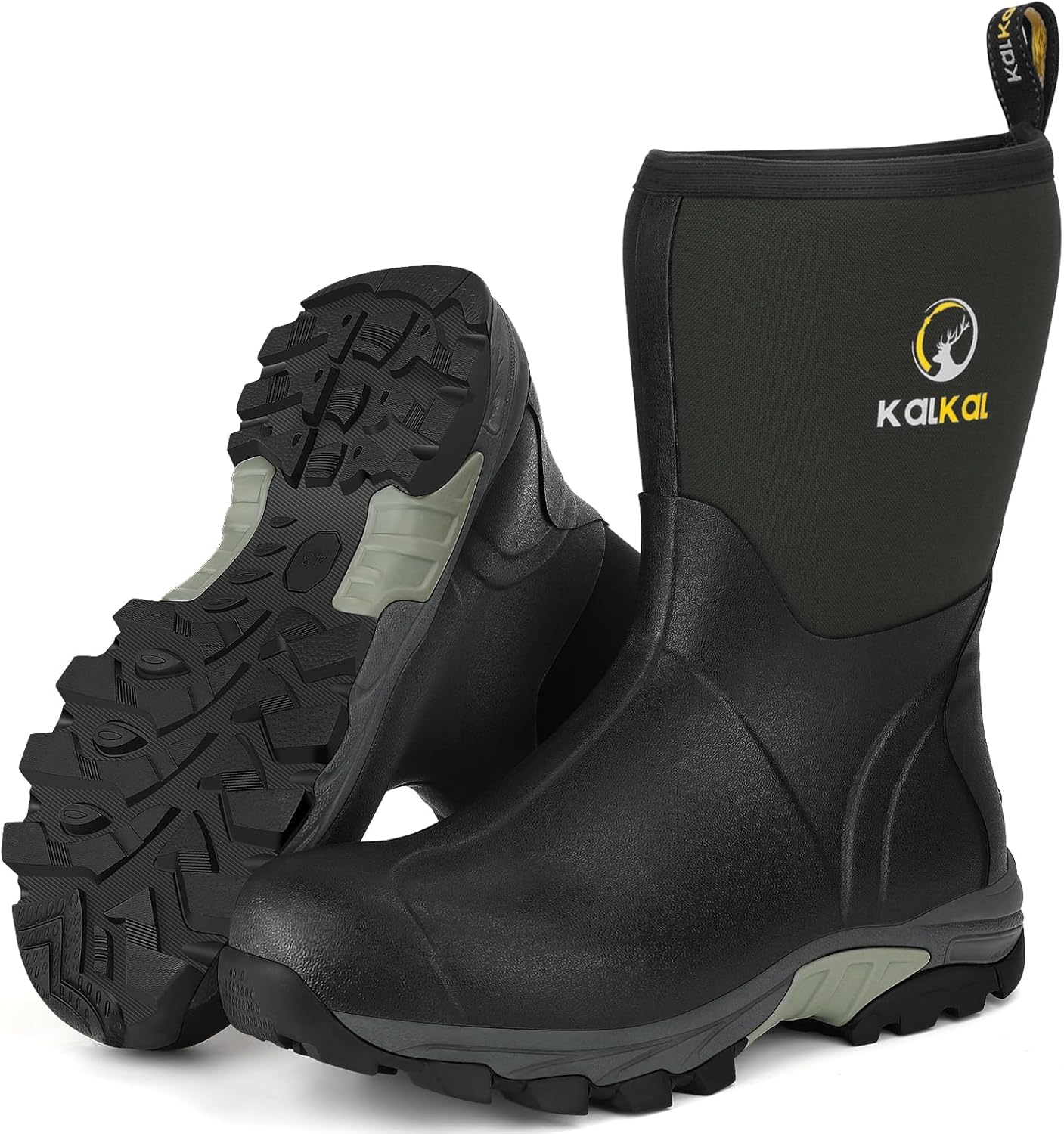 

Резиновые сапоги Kalkal для мужчин, водонепроницаемые сапоги до середины голени, 6 мм неопреновая изоляция, мужские резиновые сапоги для охоты, садоводства, фермерства, рыбалки и работы в грязи, размеры 7-14, серый