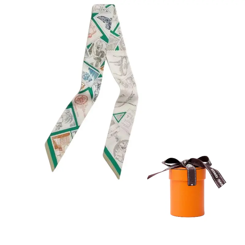 

HERMES Шёлковый шарф, White/Green