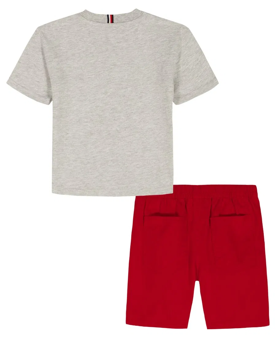 Детский комплект из футболки с круглым вырезом и шорт (2 размера, 2T-7) Tommy Hilfiger, красный — фото 4