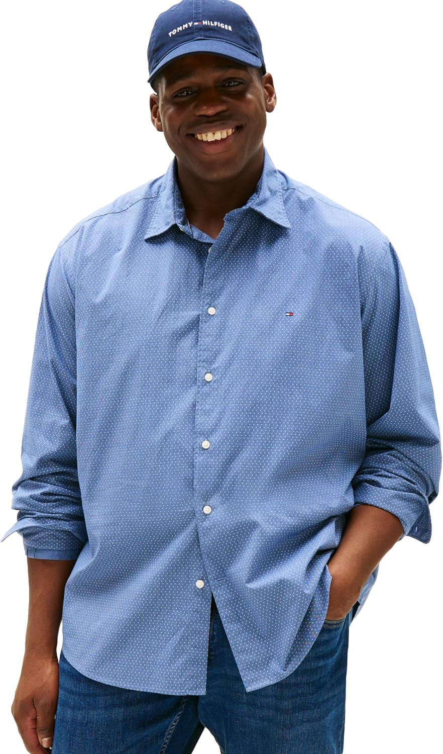 

Мужские рубашки Tommy Hilfiger из поплина с длинным рукавом, классический крой, мужские рубашки на пуговицах, также доступны в размерах для больших и высоких женщин., Preppy Navy