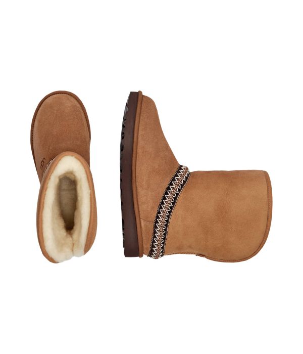 Ботинки кожаные зимние UGG с узором, коричневый — фото 4